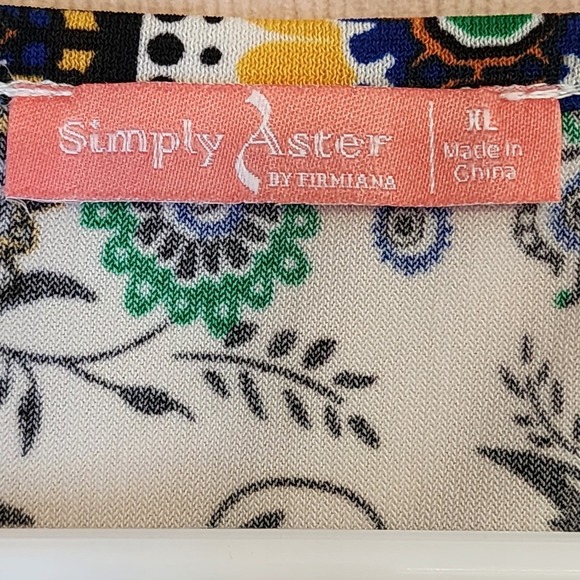 Simply Aster Boho Floral Print Short Sleeve Tunic Dress Women’s XL Multicolor - Picture 2 of 10